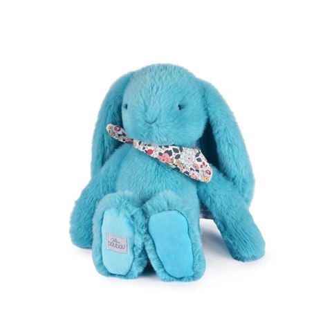 DOUDOU - pluszowy królik Lapin Fleurette Doudou et Compagnie, 35 cm, turkus