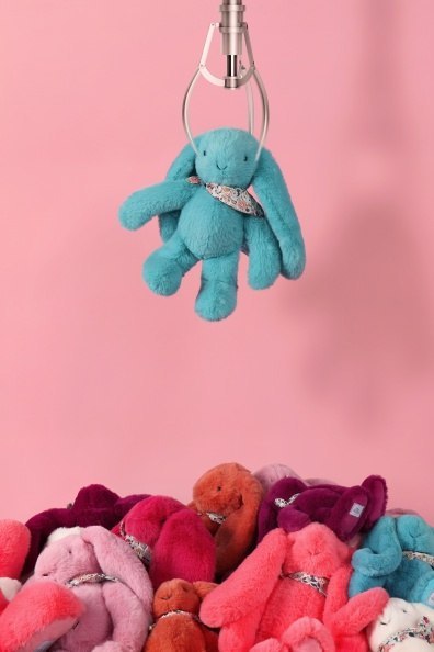 DOUDOU - pluszowy królik Lapin Fleurette Doudou et Compagnie, 35 cm, turkus