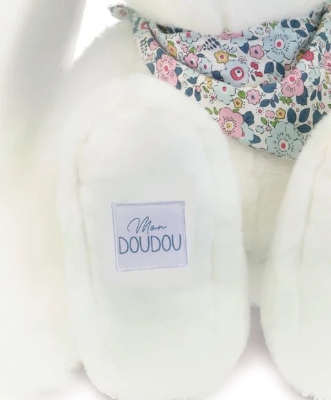 DOUDOU - pluszowy królik Lapin Fleurette Doudou et Compagnie, 50 cm, biały