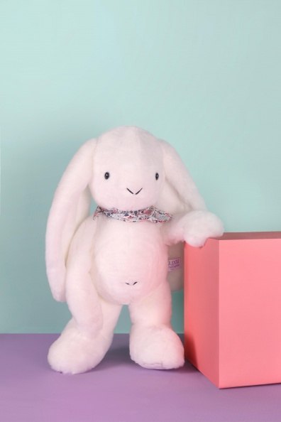 DOUDOU - pluszowy królik Lapin Fleurette Doudou et Compagnie, 50 cm, biały