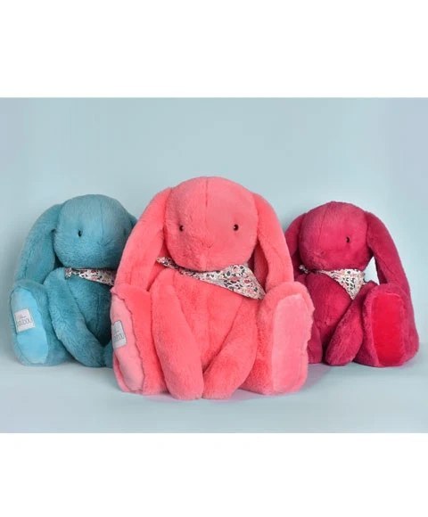 DOUDOU - pluszowy królik Lapin Fleurette Doudou et Compagnie, 50 cm, fuksja