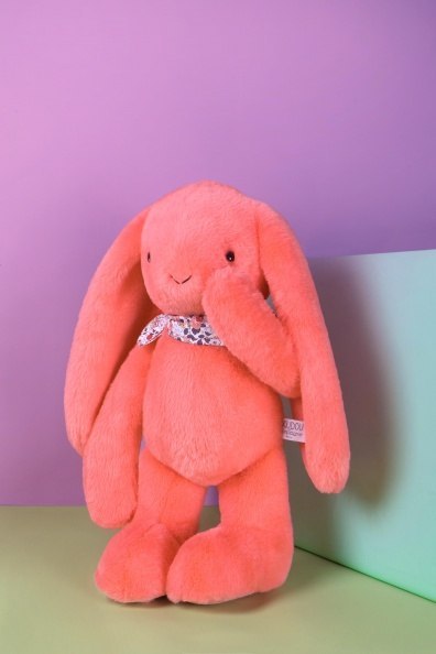 DOUDOU - pluszowy królik Lapin Fleurette Doudou et Compagnie, 50 cm, koral