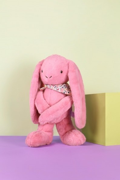 DOUDOU - pluszowy królik Lapin Fleurette Doudou et Compagnie, 50 cm, różowy grenadine