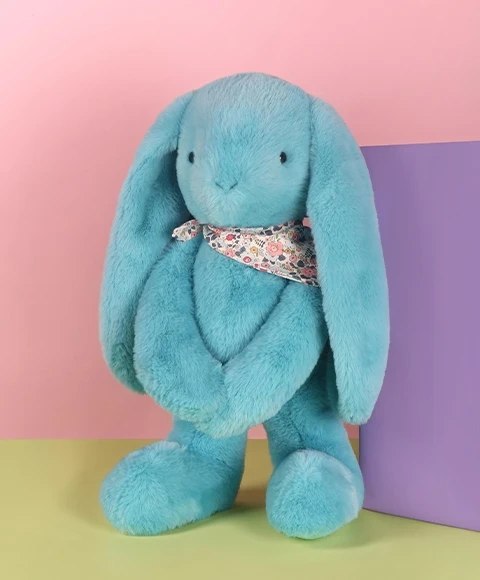 DOUDOU - pluszowy królik Lapin Fleurette Doudou et Compagnie, 50 cm, turkus
