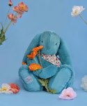 DOUDOU - pluszowy królik Lapin Fleurette Doudou et Compagnie, 50 cm, turkus