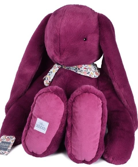 DOUDOU - pluszowy królik Lapin Fleurette Doudou et Compagnie, 70 cm, śliwka