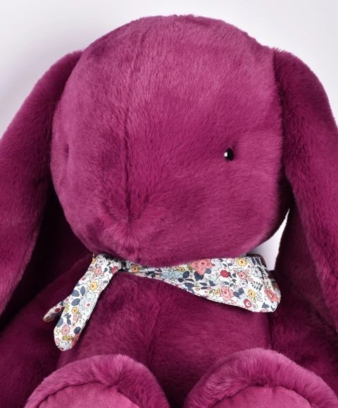 DOUDOU - pluszowy królik Lapin Fleurette Doudou et Compagnie, 70 cm, śliwka