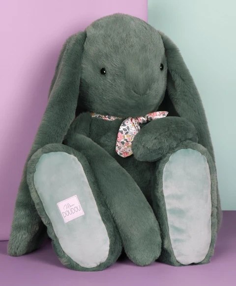 DOUDOU - pluszowy królik Lapin Fleurette Doudou et Compagnie, 70 cm, zielony eukaliptusowy