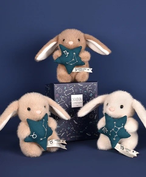 DOUDOU - pluszowy królik ze znakiem zodiaku DOUDOU ASTRO, Doudou et Compagnie, 12 cm, wodnik