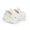 DOUDOU - zestaw prezentowy - buciki niemowlęce Lapin Bonbon, Doudou et Compagnie, biały taupe