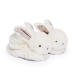 DOUDOU - zestaw prezentowy - buciki niemowlęce Lapin Bonbon, Doudou et Compagnie, biały taupe