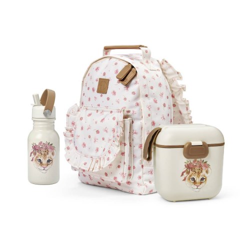 Elodie Details - Plecak BackPack MINI Petit River Rose + Butelka na wodę + Lunchbox - Rosy Bow Leo - ZESTAW