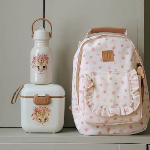 Elodie Details - Plecak BackPack MINI Petit River Rose + Butelka na wodę + Lunchbox - Rosy Bow Leo - ZESTAW