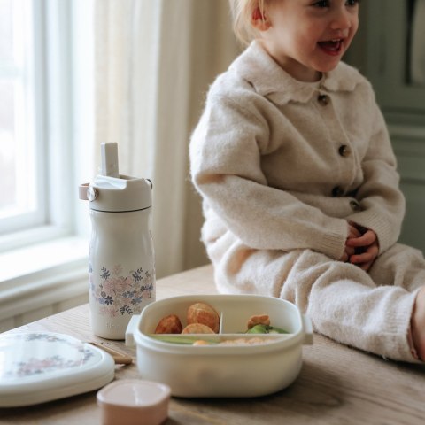 Elodie Details - duży lunchbox + butelka termiczna, Blue Garden - ZESTAW