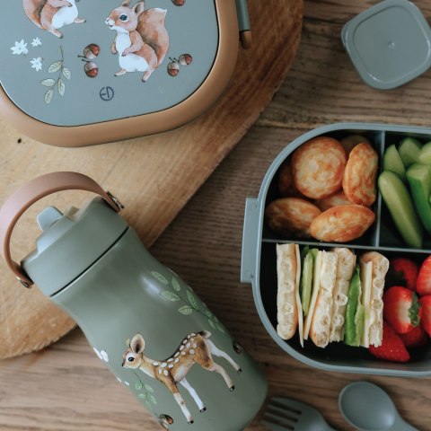 Elodie Details - duży lunchbox + butelka termiczna, Chipmunk Darling - ZESTAW