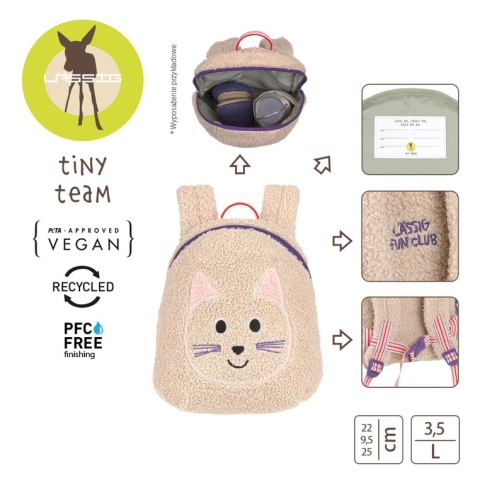 Lassig Plecak mini frotte Tiny Team Kotek