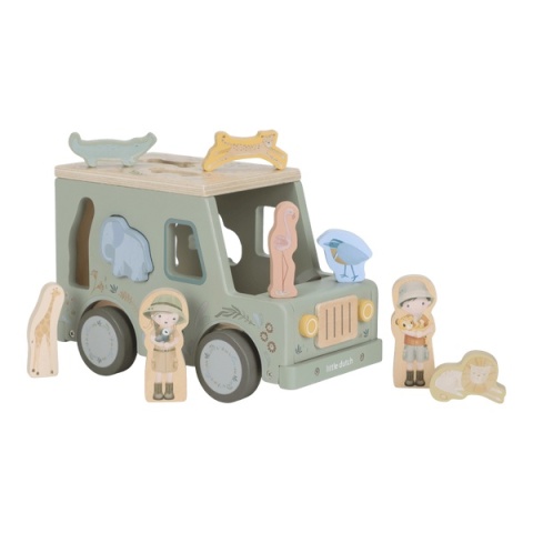 Little Dutch Drewniany samochód sorter Safari Friends FSC