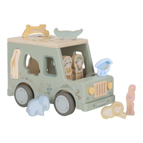 Little Dutch Drewniany samochód sorter Safari Friends FSC