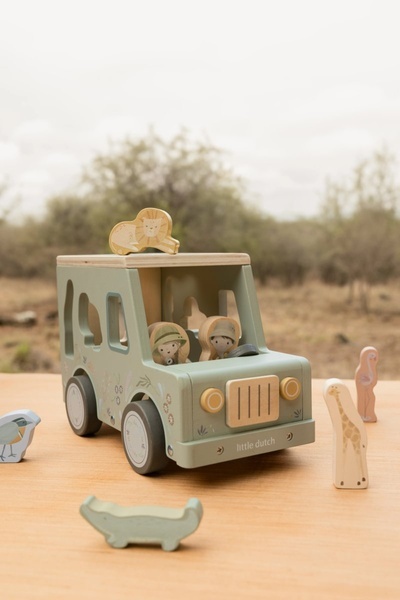 Little Dutch Drewniany samochód sorter Safari Friends FSC