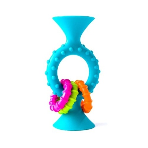 Fat Brain Toy Bobo Przyssawki Grzechotka Niebieska. PipSquigz Loops.