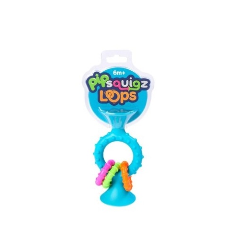 Fat Brain Toy Bobo Przyssawki Grzechotka Niebieska. PipSquigz Loops.