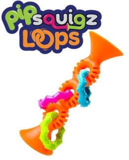 Fat Brain Toy Bobo Przyssawki Grzechotka Pomarańczowa. PipSquigz Loops.