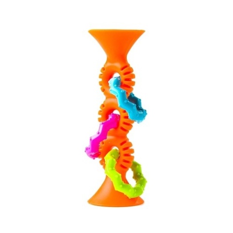 Fat Brain Toy Bobo Przyssawki Grzechotka Pomarańczowa. PipSquigz Loops.