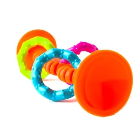 Fat Brain Toy Bobo Przyssawki Grzechotka Pomarańczowa. PipSquigz Loops.
