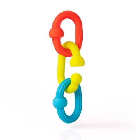 Fat Brain Toy Bobo Przyssawki Grzechotka Pomarańczowa. PipSquigz Loops.