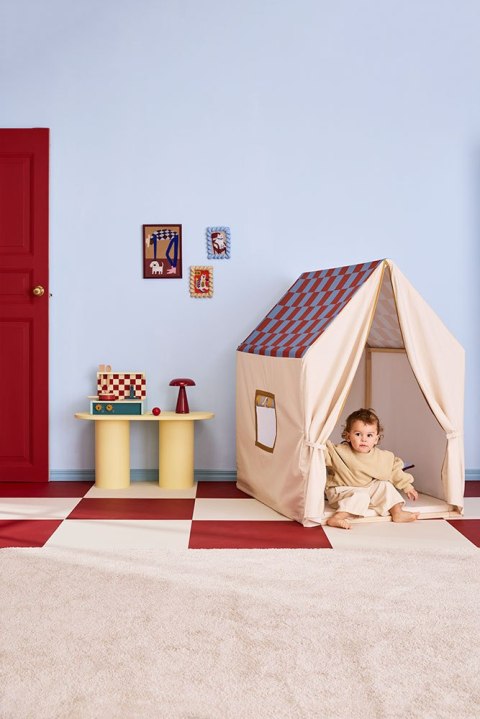 KID'S CONCEPT - namiot, domek z dachem w kratkę, błękitny