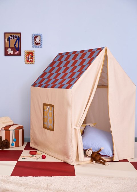 KID'S CONCEPT - namiot, domek z dachem w kratkę, błękitny