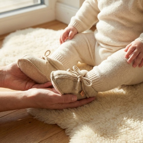 Zaffiro Buciki dziecięce wełniane Sierra beige