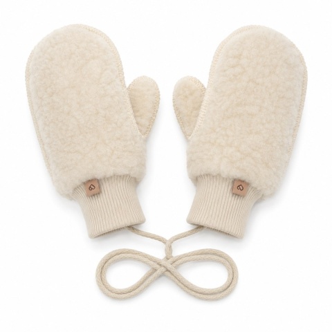 Zaffiro Rękawiczki dziecięce wełniane Nevada beige