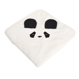 Okrycie kąpielowe bambusowe z kapturkiem Panda Squad- Ecru