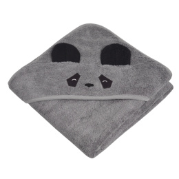 Ręcznik bambusowy z kapturkiem Panda Squad- antracyt 70x140cm