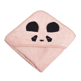 Ręcznik bambusowy z kapturkiem Panda Squad- brudny róż 70x140cm