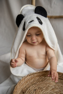 Ręcznik bambusowy z kapturkiem Panda Squad- Ecru 70x140cm
