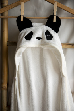 Ręcznik bambusowy z kapturkiem Panda Squad- Ecru 70x140cm