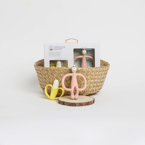 Matchstick Monkey Zestaw prezentowy do ząbkowania - Dusty Pink