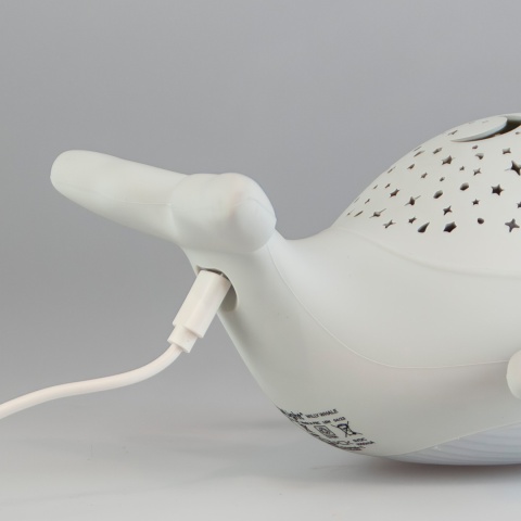 WILLY WHALE LED WIELORYB dziecięca lampka nocna z projektorem gwiezdnego nieba, Ciepła biel/RGB ze ściemniaczem