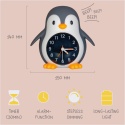 POPPY PENGUIN LED PINGWIN lampka z zegarem / ramką na zdjęcie, ciepła biel, ze ściemniaczem i budzikiem