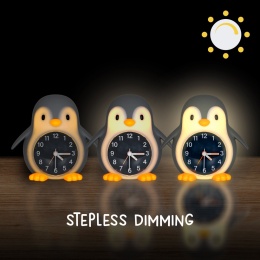 POPPY PENGUIN LED PINGWIN lampka z zegarem / ramką na zdjęcie, ciepła biel, ze ściemniaczem i budzikiem