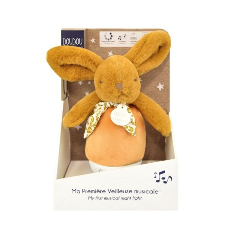 DOUDOU - lampka nocna muzyczna Lapin Doudou Culbuto, Doudou et Compagnie, 16 cm, ochra