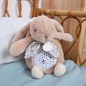 DOUDOU - lampka projektor muzyczny króliczek Lapin Doudou Projection, Doudou et Compagnie, 19 cm, beżowy piaskowy