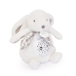 DOUDOU - lampka projektor muzyczny króliczek Lapin Doudou Projection, Doudou et Compagnie, 19 cm, biały