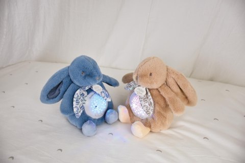 DOUDOU - lampka projektor muzyczny króliczek Lapin Doudou Projection, Doudou et Compagnie, 19 cm, niebieski