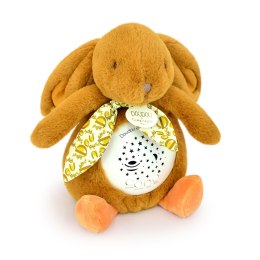 DOUDOU - lampka projektor muzyczny króliczek Lapin Doudou Projection, Doudou et Compagnie, 19 cm, ochra