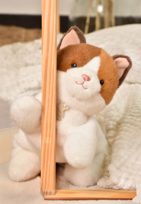 DOUDOU - obciążeniowy pluszowy kot Les P'tits Relax, Histoire d'Ours, 30 cm, rudo-biały