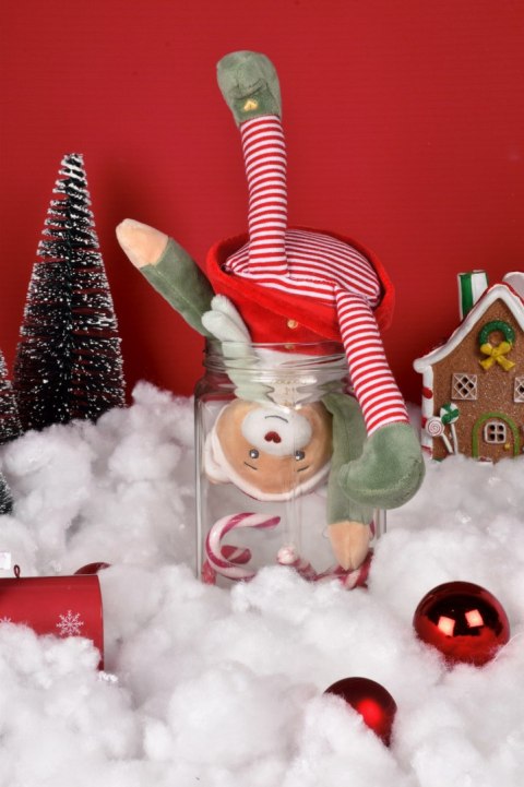 DOUDOU - przytulanka chochlik świąteczny z domkiem, Doudou et Compagnie, 27 cm, Farceur Cannelle