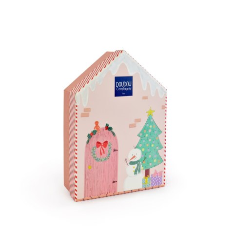 DOUDOU - przytulanka chochlik świąteczny z domkiem, Doudou et Compagnie, 27 cm, Farceur Cannelle